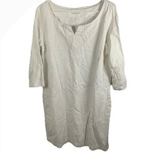 Maruca Novelo White 100% Linen Shift Dress Coverup Pockets‎ Women S Mexico